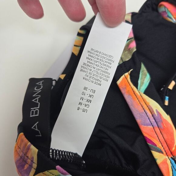 LA BLANCA One Shoulder Keyhole Tankini Swimsuit Top Women's 6 Tummy Control NWT - Picture 10 of 12